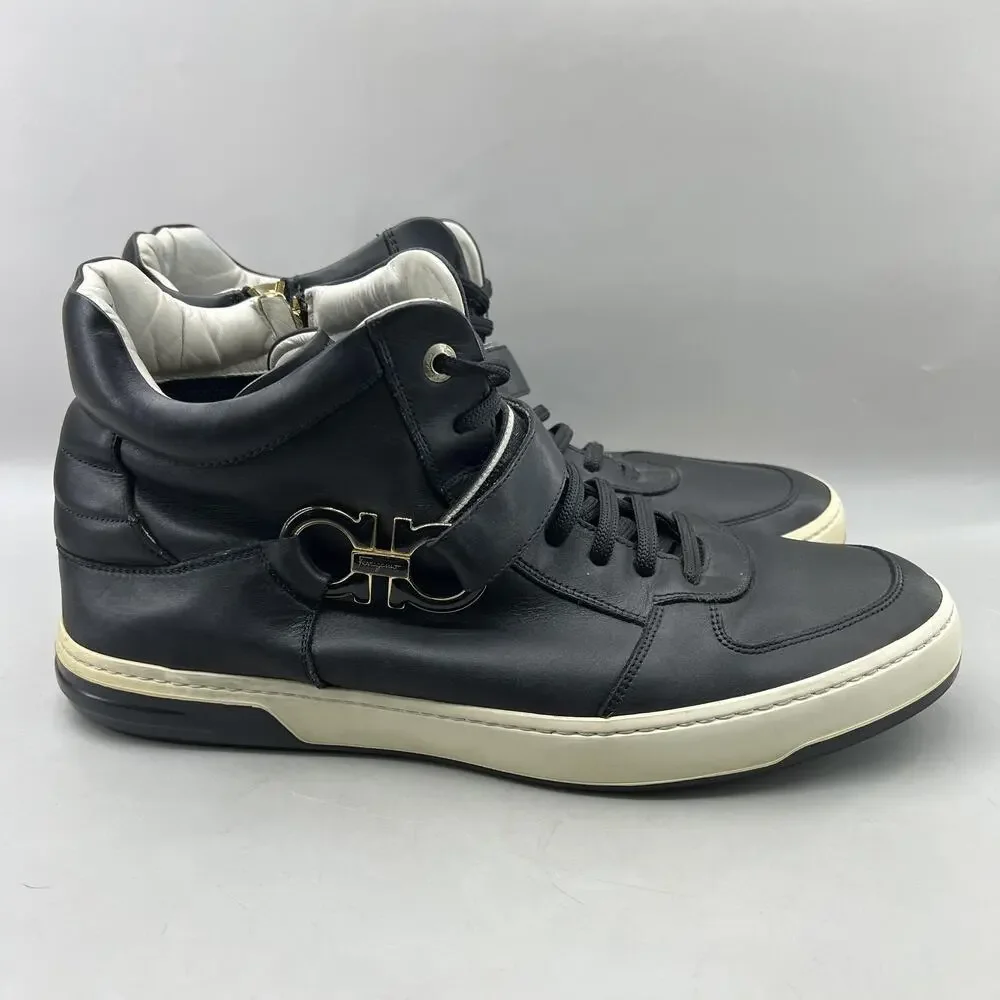 Salvatore Ferragamo TZ2882 Leather Pony Hair High Top Sneakers Brown 13 D Leather high-top sneakers Salvatore Ferragamo - 40, buy pre  main image 3